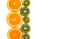 Juicy slices of orange and kiwi fruit close up Royalty Free Stock Photo