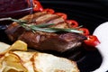 Juicy steak, appetizing meat steak Royalty Free Stock Photo