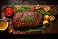 Juicy steak on a dark background