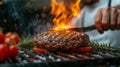 Juicy steak fried over an open fire Royalty Free Stock Photo