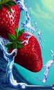 Juicy strawberries in water - abstract digital art