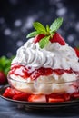 Juicy Strawberries with Whipped Cream - Perfect for Text Placement and Menu Presentation Royalty Free Stock Photo