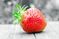 Juicy strawberry on black and white Royalty Free Stock Photo