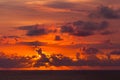 Juicy sunset from Uluwatu Temple, Bali, Indonesia. Royalty Free Stock Photo