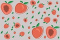 juicy sweet peaches on a gray background