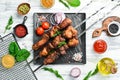 Juicy tasty pork kebab. Skewers. Barbecue menu. Royalty Free Stock Photo