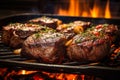 juicy thick meat steak on the grill generative ai Royalty Free Stock Photo