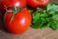 Juicy tomatoes with green-stuff