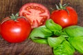 Juicy tomatoes with green-stuff