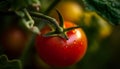 Juicy unripe tomato on wet leaf, perfect for vegetarian salad generated by AI Royalty Free Stock Photo