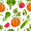 Juicy Vegetables Hand Drawn Design with Raw Seasonal Nutrition Vector Seamless Pattern Template Royalty Free Stock Photo
