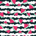 Juicy watermelon pieces seamless pattern