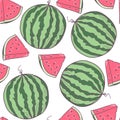 Juicy watermelon seamless pattern in vector Royalty Free Stock Photo