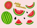 Juicy watermelon slices vector pattern