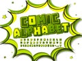 Comics font. Cartoon alphabet in pop art style Royalty Free Stock Photo