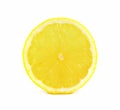 Juicy yellow slice of lemon on white background, clipping path Royalty Free Stock Photo