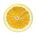 Juicy yellow slice of lemon on a white background isolated.