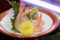 Juicy yummy tasty delicious freshness traditional Japanese style food raw seafood shrimps sashimi set