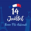 14 Juillet, Bonne Fete Nationale, French lettering banner