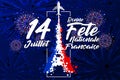 `14 Juillet - Bonne FÃÂªte Nationale FranÃÂ§ais` is the words for celebrate French Bastille Day in 14th July