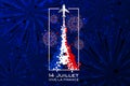 `14 Juillet - Vive la France` is the words for celebrate French Bastille Day in 14th July Royalty Free Stock Photo