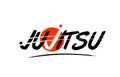 jujitsu word text logo icon with red circle design