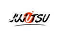 jujutsu word text logo icon with red circle design