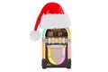 Jukebox with Christmas Santa hat. 3D rendering