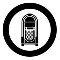 Jukebox Juke box automated retro music concept vintage playing device icon in circle round black color vector illustration flat