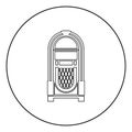 Jukebox Juke box automated retro music concept vintage playing device icon in circle round outline black color vector