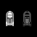 Jukebox Juke box automated retro music concept vintage playing device icon outline set white color vector illustration flat style