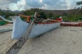 Jukung fishing boats at Mawun beach, Lombok. Kuta Lombok is an exotic paradise on the Indonesian island, with beautiful