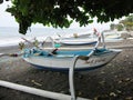 Jukung, the traditional fishing boat of Indonesian fishermen. Royalty Free Stock Photo