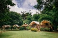 Luxurious camping resort in nature forest, glamping vacation in