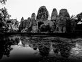 Vintage Black and White Photo of Masroor Rock-cut Temples at Masrur Hindu temples in the Kangra Royalty Free Stock Photo