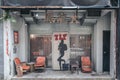 13 Jul 2019 - Wan Chai, Hong Kong: Entrance of an abandoned cafe in the upper area of Wan Chai, Residential and commercial area of