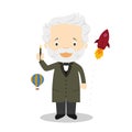 Jules Verne cartoon character. Vector Illustration. Kids History Collection