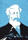 Jules Verne, vector illustration portrait Royalty Free Stock Photo