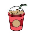 Disposable Takeaway Cup Drink with hand drawn vector illustration