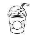 Disposable Takeaway Cup Drink with simple hand drawn vector illustration