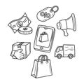 E-commerce, Online shop icon set, Simple and trendy black white style