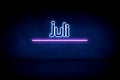 Juli - blue neon announcement signboard