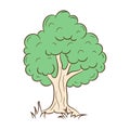 Simple Tree doodle, colored hand drawn style