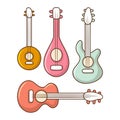 Doodle Stringed instrument music, colored hand drawn style Royalty Free Stock Photo