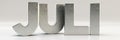 Juli - July- month in German 3d metal material text typograph