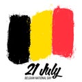 `21 Juli Nationale feestdag van BelgiÃÂ«` - 21 of July Belgian Independence Day, banner with grunge brush