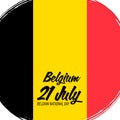 `21 Juli Nationale feestdag van BelgiÃÂ«` - 21 of July Belgian Independence Day, banner with grunge brush