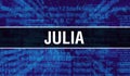 Julia with Digital java code text. Julia and Computer software coding vector concept. Programming coding script java, digital Royalty Free Stock Photo