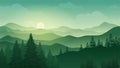 Green mountains landscape in the foggy morning Vector illustration Royalty Free Stock Photo