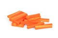 julienned carrot sticks isolated on white Royalty Free Stock Photo